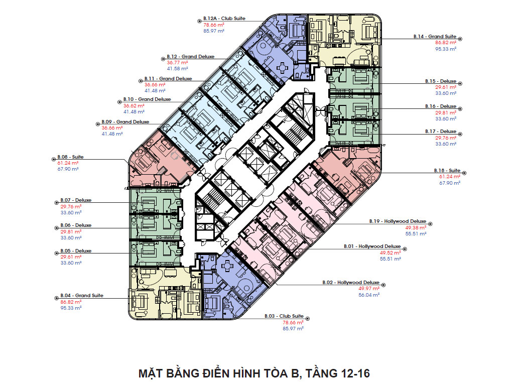 mặt bằng tòa B CRYSTAL HOLYDAYS HABOUR VÂN ĐỒN