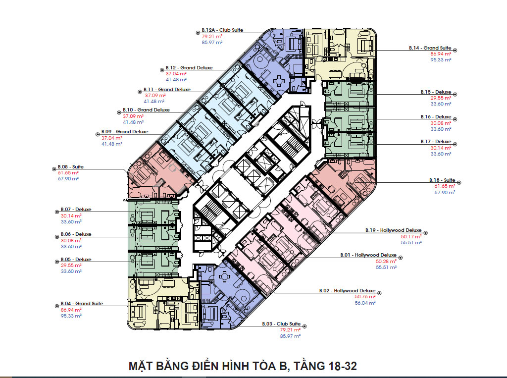 mặt bằng tòa B CRYSTAL HOLYDAYS HABOUR VÂN ĐỒN