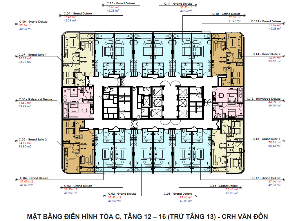 MẶT BẰNG TÒA C CRYSTAL HOLYDAYS HABOUR VÂN ĐỒN