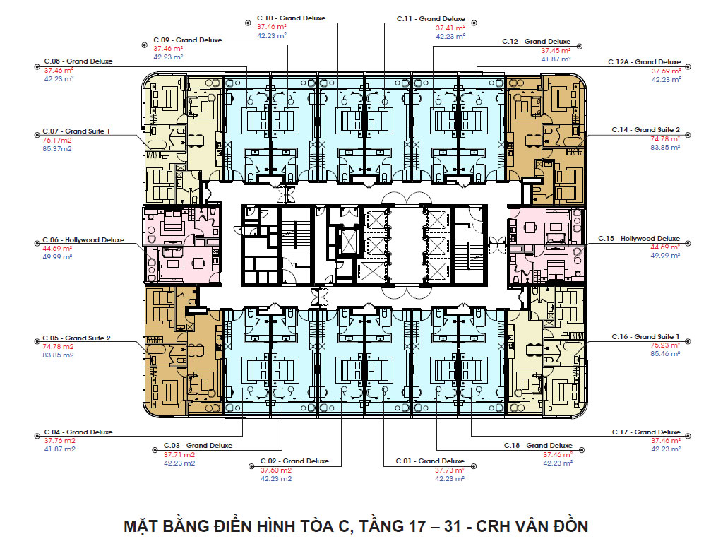 MẶT BẰNG TÒA C CRYSTAL HOLYDAYS HABOUR VÂN ĐỒN