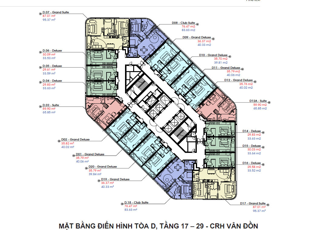 MẶT BẰNG TÒA D CRYSTAL HOLYDAYS HABOUR VÂN ĐỒN 